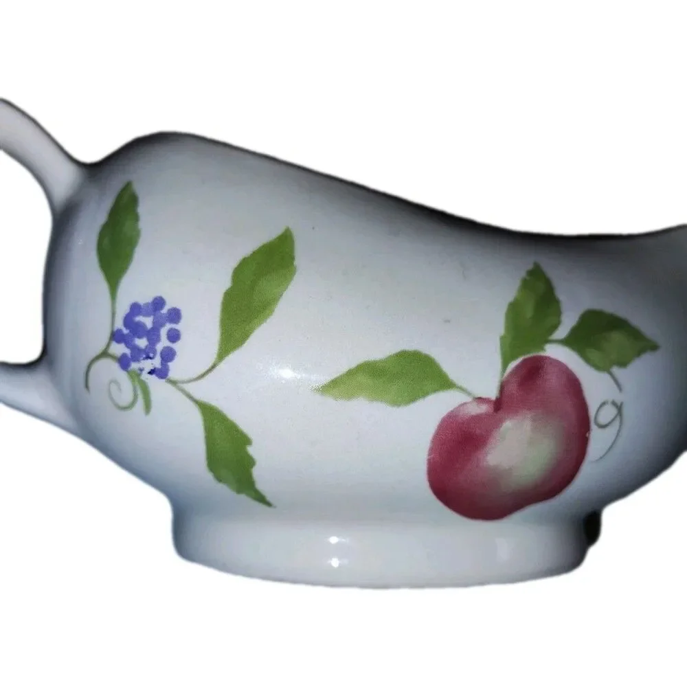 ​Four Star Stoneware Gravy Boat - Fruit Harvest Pattern (Apple, Grape, Pear)...